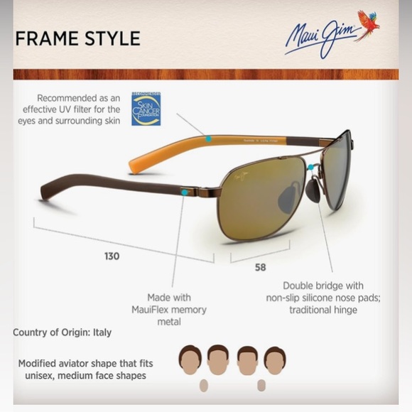 Maui Jim Guardrails Metallic Gloss Copper with HCL® Bronze Polarized lens EUC - Picture 4 of 14